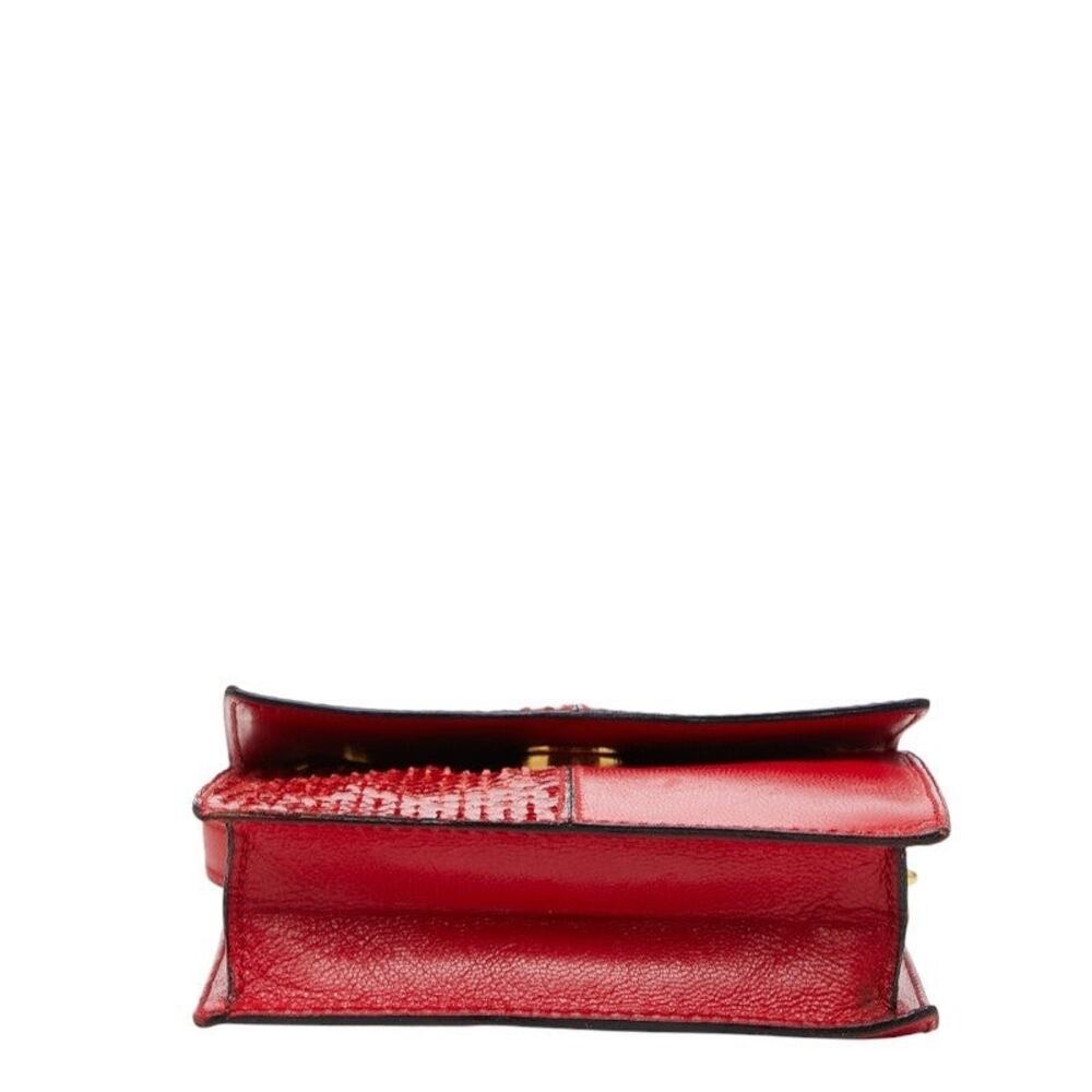 Celine Python Logo Chain Shoulder Bag Red - Picture 11 of 12